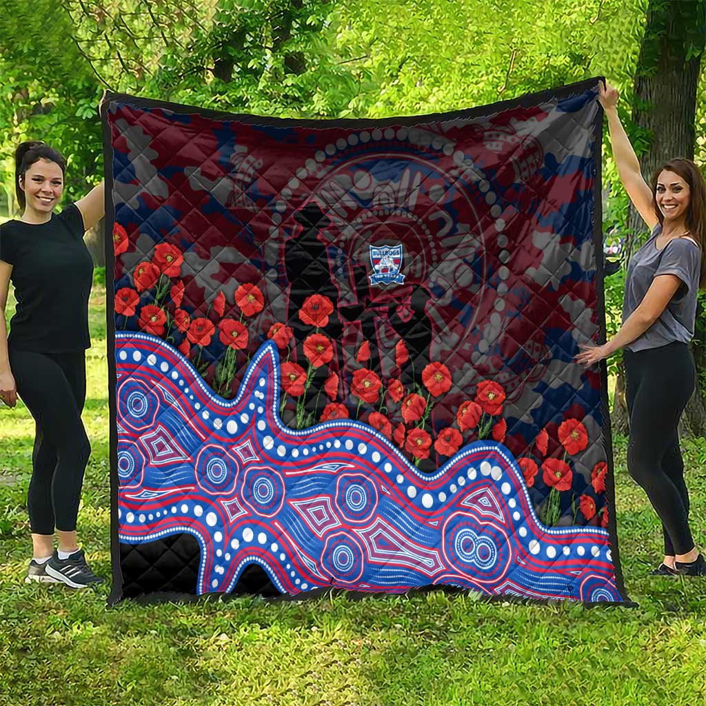 Western Bulldogs ANZAC Day Quilt Indigenous Dot Art with Poppy Flower Tribute