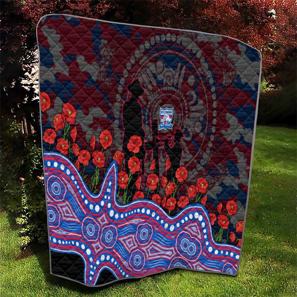 Western Bulldogs ANZAC Day Quilt Indigenous Dot Art with Poppy Flower Tribute