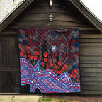 Western Bulldogs ANZAC Day Quilt Indigenous Dot Art with Poppy Flower Tribute