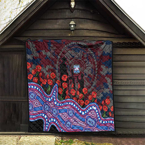 Western Bulldogs ANZAC Day Quilt Indigenous Dot Art with Poppy Flower Tribute