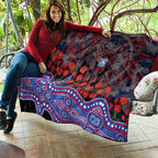Western Bulldogs ANZAC Day Quilt Indigenous Dot Art with Poppy Flower Tribute