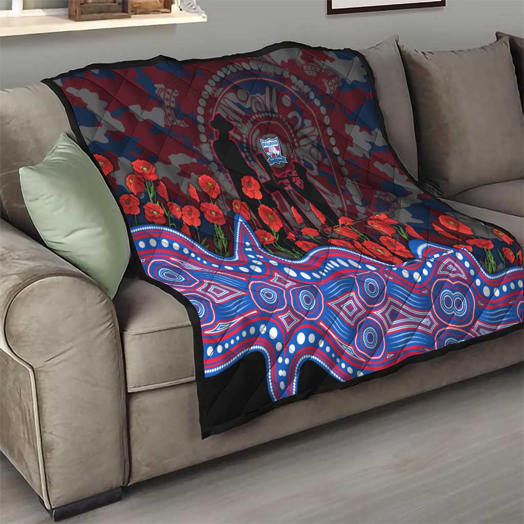 Western Bulldogs ANZAC Day Quilt Indigenous Dot Art with Poppy Flower Tribute
