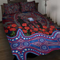 Western Bulldogs ANZAC Day Quilt Bed Set Indigenous Dot Art with Poppy Flower Tribute