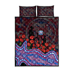 Western Bulldogs ANZAC Day Quilt Bed Set Indigenous Dot Art with Poppy Flower Tribute