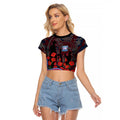 Western Bulldogs ANZAC Day Raglan Cropped T Shirt Indigenous Dot Art with Poppy Flower Tribute
