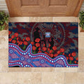 Western Bulldogs ANZAC Day Rubber Doormat Indigenous Dot Art with Poppy Flower Tribute