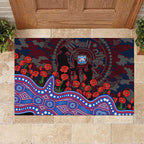 Western Bulldogs ANZAC Day Rubber Doormat Indigenous Dot Art with Poppy Flower Tribute