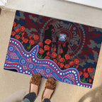Western Bulldogs ANZAC Day Rubber Doormat Indigenous Dot Art with Poppy Flower Tribute
