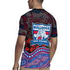 Western Bulldogs ANZAC Day Rugby Jersey Indigenous Dot Art with Poppy Flower Tribute