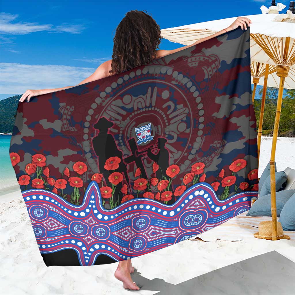Western Bulldogs ANZAC Day Sarong Indigenous Dot Art with Poppy Flower Tribute