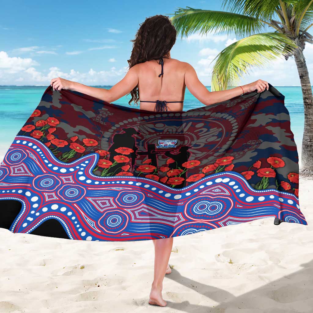 Western Bulldogs ANZAC Day Sarong Indigenous Dot Art with Poppy Flower Tribute