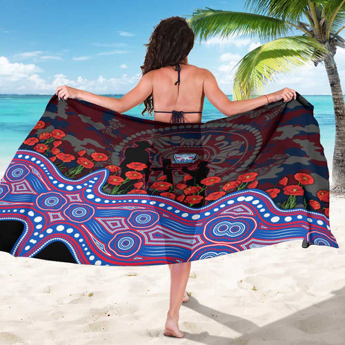 Western Bulldogs ANZAC Day Sarong Indigenous Dot Art with Poppy Flower Tribute