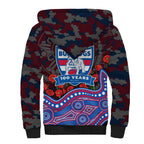 Western Bulldogs ANZAC Day Sherpa Hoodie Indigenous Dot Art with Poppy Flower Tribute