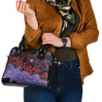 Western Bulldogs ANZAC Day Shoulder Handbag Indigenous Dot Art with Poppy Flower Tribute