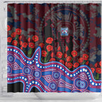 Western Bulldogs ANZAC Day Shower Curtain Indigenous Dot Art with Poppy Flower Tribute