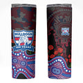 Western Bulldogs ANZAC Day Skinny Tumbler Indigenous Dot Art with Poppy Flower Tribute