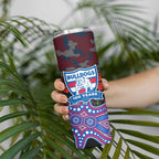 Western Bulldogs ANZAC Day Skinny Tumbler Indigenous Dot Art with Poppy Flower Tribute