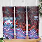 Western Bulldogs ANZAC Day Skinny Tumbler Indigenous Dot Art with Poppy Flower Tribute