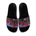 Western Bulldogs ANZAC Day Slide Sandals Indigenous Dot Art with Poppy Flower Tribute