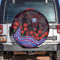 Western Bulldogs ANZAC Day Spare Tire Cover Indigenous Dot Art with Poppy Flower Tribute