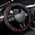 Western Bulldogs ANZAC Day Steering Wheel Cover Indigenous Dot Art with Poppy Flower Tribute