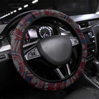 Western Bulldogs ANZAC Day Steering Wheel Cover Indigenous Dot Art with Poppy Flower Tribute