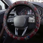 Western Bulldogs ANZAC Day Steering Wheel Cover Indigenous Dot Art with Poppy Flower Tribute