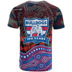 Western Bulldogs ANZAC Day T Shirt Indigenous Dot Art with Poppy Flower Tribute