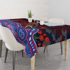 Western Bulldogs ANZAC Day Tablecloth Indigenous Dot Art with Poppy Flower Tribute