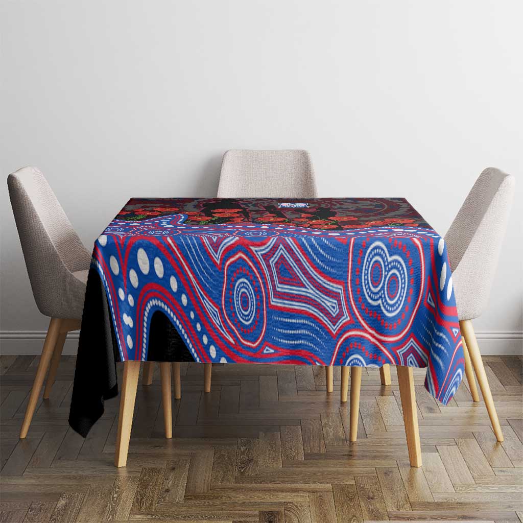 Western Bulldogs ANZAC Day Tablecloth Indigenous Dot Art with Poppy Flower Tribute
