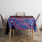 Western Bulldogs ANZAC Day Tablecloth Indigenous Dot Art with Poppy Flower Tribute
