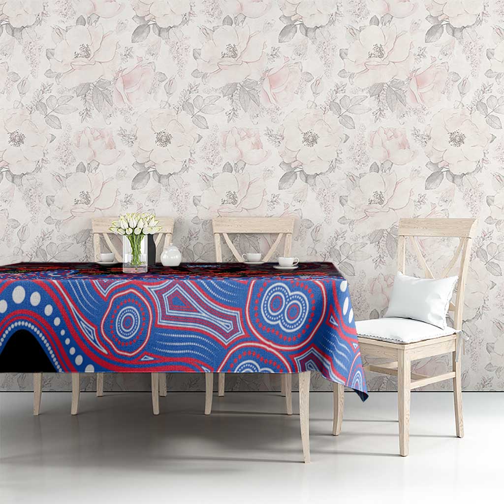 Western Bulldogs ANZAC Day Tablecloth Indigenous Dot Art with Poppy Flower Tribute