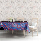 Western Bulldogs ANZAC Day Tablecloth Indigenous Dot Art with Poppy Flower Tribute
