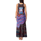 Western Bulldogs ANZAC Day Tank Maxi Dress Indigenous Dot Art with Poppy Flower Tribute