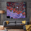 Western Bulldogs ANZAC Day Tapestry Indigenous Dot Art with Poppy Flower Tribute