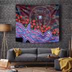Western Bulldogs ANZAC Day Tapestry Indigenous Dot Art with Poppy Flower Tribute