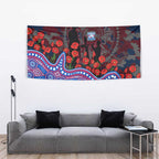 Western Bulldogs ANZAC Day Tapestry Indigenous Dot Art with Poppy Flower Tribute