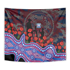 Western Bulldogs ANZAC Day Tapestry Indigenous Dot Art with Poppy Flower Tribute