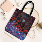 Western Bulldogs ANZAC Day Tote Bag Indigenous Dot Art with Poppy Flower Tribute