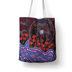 Western Bulldogs ANZAC Day Tote Bag Indigenous Dot Art with Poppy Flower Tribute