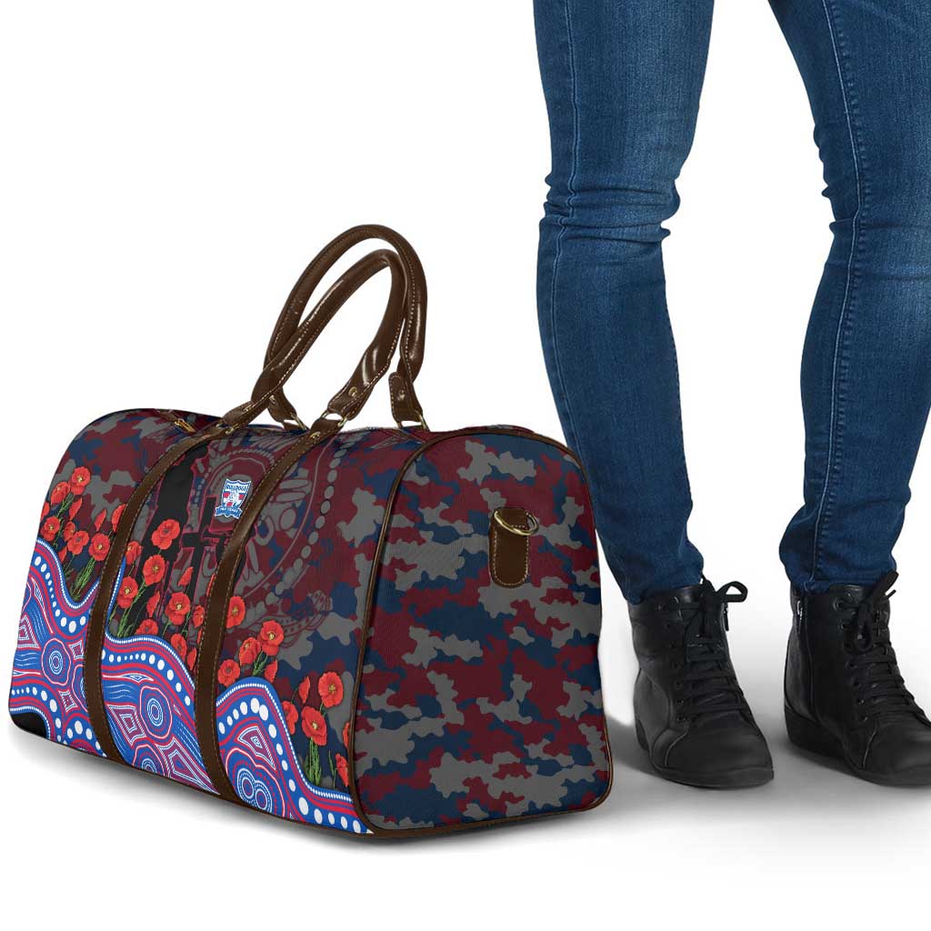 Western Bulldogs ANZAC Day Travel Bag Indigenous Dot Art with Poppy Flower Tribute