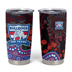 Western Bulldogs ANZAC Day Tumbler Cup Indigenous Dot Art with Poppy Flower Tribute