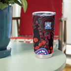 Western Bulldogs ANZAC Day Tumbler Cup Indigenous Dot Art with Poppy Flower Tribute