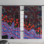 Western Bulldogs ANZAC Day Window Curtain Indigenous Dot Art with Poppy Flower Tribute