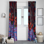 Western Bulldogs ANZAC Day Window Curtain Indigenous Dot Art with Poppy Flower Tribute