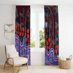 Western Bulldogs ANZAC Day Window Curtain Indigenous Dot Art with Poppy Flower Tribute