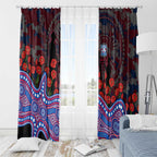 Western Bulldogs ANZAC Day Window Curtain Indigenous Dot Art with Poppy Flower Tribute