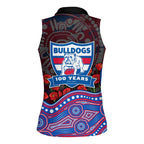 Western Bulldogs ANZAC Day Women Sleeveless Polo Shirt Indigenous Dot Art with Poppy Flower Tribute
