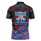 Western Bulldogs ANZAC Day Zipper Polo Shirt Indigenous Dot Art with Poppy Flower Tribute