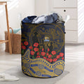 West Coast Eagles ANZAC Day Laundry Basket Indigenous Dot Art with Poppy Flower Tribute